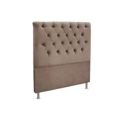 Cabeceira Cama Box Estofada Solteiro Solteiro Embaixatriz Plus Suede Bege - Simbal