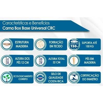 Cama Box Base King Sommier Rústico Bordado Clean (193x203x20) - Paropas