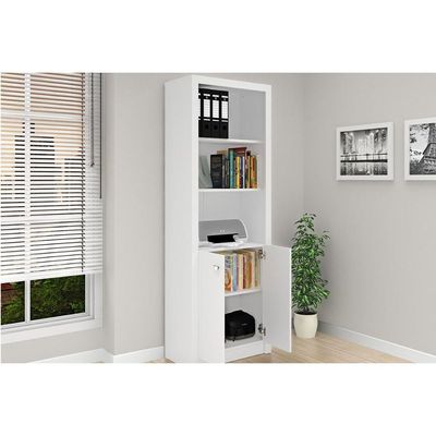 Estante Livreiro de Escritório ME4110 c/ 2 Portas e 3 Prateleiras Branco - Tecno Mobili