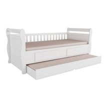 Cama de Babá Maria c/ 2 Gavetas e Auxiliar Branco - Peroba
