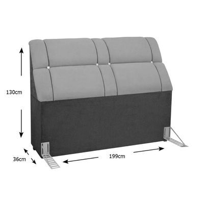 Cabeceira Cama Box Estofada King King Imperador Suede Cinza/Negro - Simbal