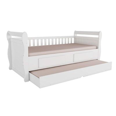 Bicama Solteiro de Babá Maria 2Gavs+Aux Branco-Peroba