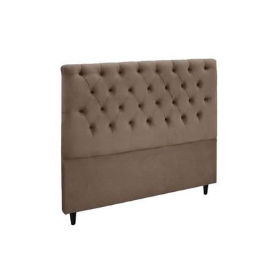 Cabeceira Cama Box Estofada King King Embaixatriz Plus Suede Marrom Taupe - Simbal