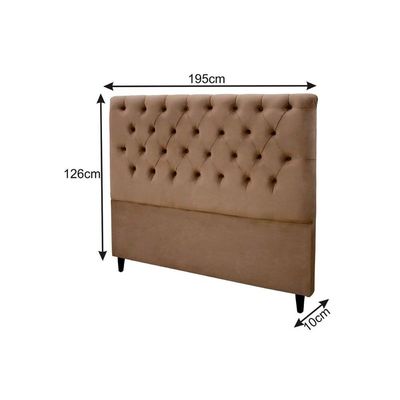 Cabeceira Cama Box Estofada King King Embaixatriz Plus Suede Marrom Taupe - Simbal