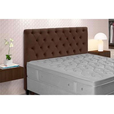 Cabeceira Cama Box Estofada King King Embaixatriz Plus Suede Marrom Chocolate - Simbal
