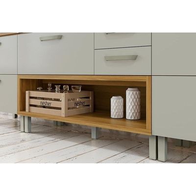 Balcão de Cozinha Princesa 1 Porta e 2 Gavetas c/ Tampo 120cm Freijo/Off White - Nesher
