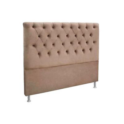 Cabeceira Cama Box Estofada King King Embaixatriz Plus Suede Bege - Simbal