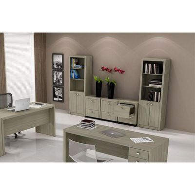 Estante Livreiro Casal ME4110 c/ 2 Portas e 3 Prateleiras Preto - Tecno Mobili