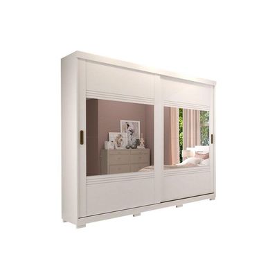 Guarda Roupa 2 Portas  de Correr e 4 Gavetas ec/ 2 Espelhos e Pés Blumenau Branco - Panan
