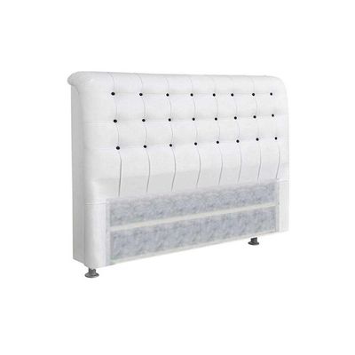 Cabeceira Cama Box Estofada King King Dama Plus Courano Branco/Preto - Simbal