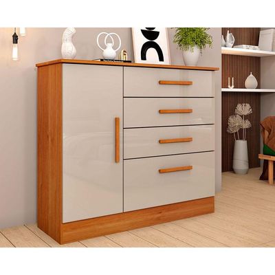 Cômoda Casal Chicago c/ 1 Porta e 4 Gavetas Cinamomo - Tcil Móveis