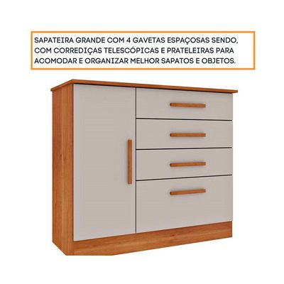 Cômoda Casal Chicago c/ 1 Porta e 4 Gavetas Branco/Neve - Tcil Móveis