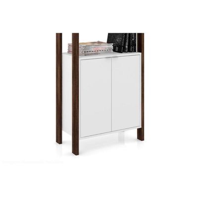 Closet de Quarto AZ1009 Armário Alto c/ 2 Prateleiras e 2 Portas Branco/Nogal - Tecno Mobili