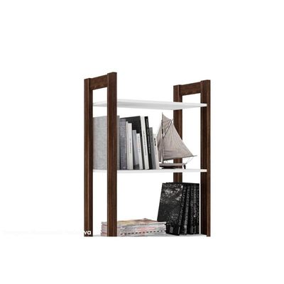 Closet de Quarto AZ1009 Armário Alto c/ 2 Prateleiras e 2 Portas Branco/Nogal - Tecno Mobili