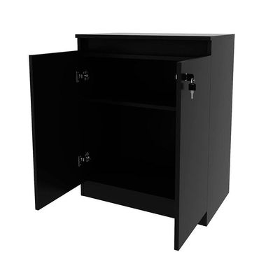 Balcão de Escritório ME4149 c/ 2 Portas c/ Chave Preto - Tecno Mobili