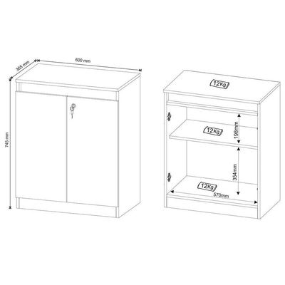 Balcão de Escritório ME4149 c/ 2 Portas c/ Chave Preto - Tecno Mobili