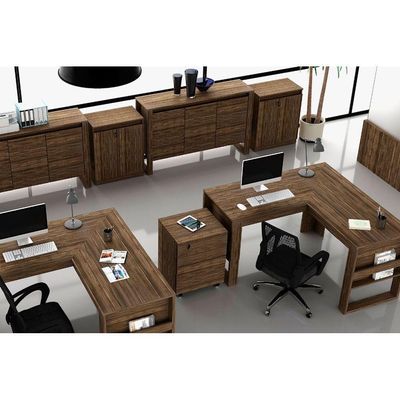 Balcão de Escritório ME4149 c/ 2 Portas c/ Chave Nogal - Tecno Mobili