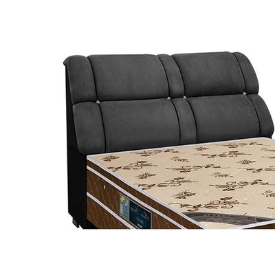 Cabeceira Cama Box Estofada Casal Casal Imperador Suede Cinza/Negro - Simbal