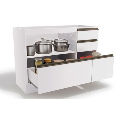 Balcão de Cozinha Maxxi G746 1 Porta e 4 Gavetas s/ Tampo 120cm Nogal - Kappesberg