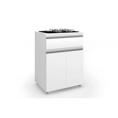 Balcão Cozinha p/Cooktop  ASM 186   2 Portas e 1 Gaveta Branco - Movelbento