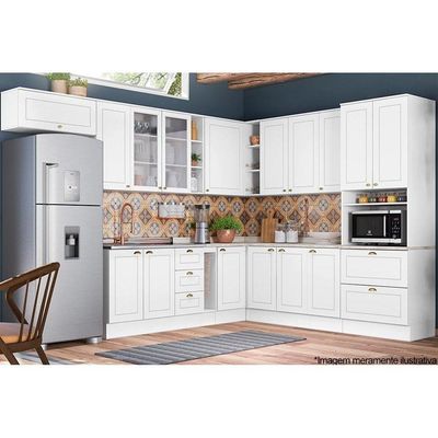Balcão de Cozinha Modulado  Americana 1 Porta c/ Tampo Branco - Henn