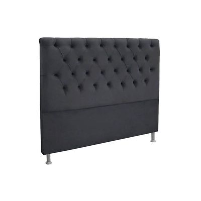 Cabeceira Cama Box Estofada Casal Casal Embaixatriz Plus Suede Cinza - Simbal