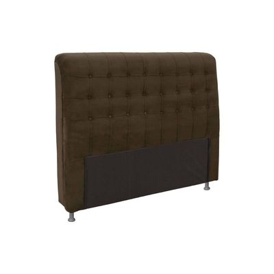 Cabeceira Cama Box Estofada Casal Casal Dama Plus Suede Marrom Chocolate - Simbal