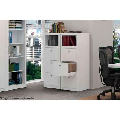 Arquivo de Escritório ME4118 c/ 3 Gavetas e 1 Nicho Rústico - Tecno Mobili