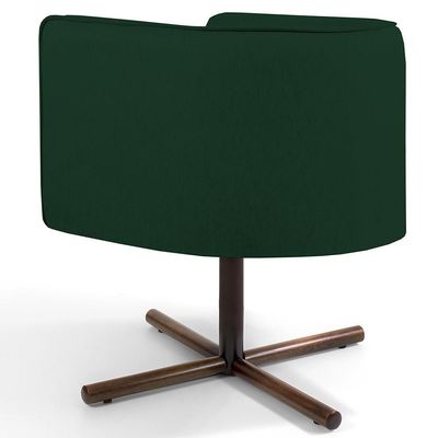 Poltrona Giratória Base X Veludo Verde Musgo C-303