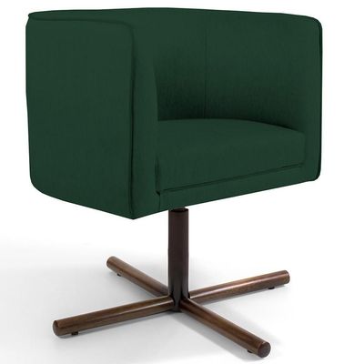 Poltrona Giratória Base X Linho Verde Musgo C-117