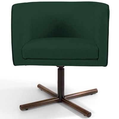 Poltrona Giratória Base X Linho Verde Musgo C-117