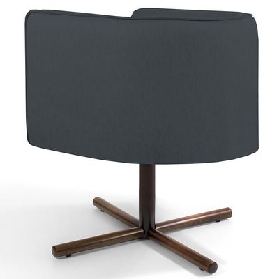 Poltrona Giratória Base X Veludo Cinza C-317