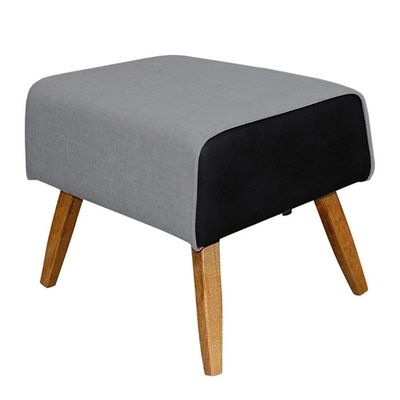 Kit Poltrona Com Puff Linho Cinza C-416 Corano Preto