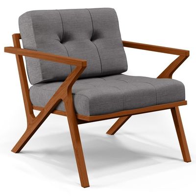 Kit 02 Poltronas Cintas De Corano Linho Cinza Escuro