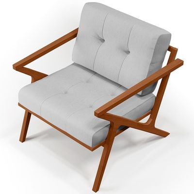 Kit 02 Poltronas Com Cintas De Corano Laís B04 Linho Cinza