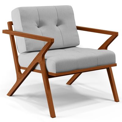 Kit 02 Poltronas Com Cintas De Corano Laís B04 Linho Cinza