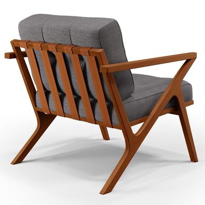 Kit 02 Poltronas Cintas De Corano Linho Cinza Escuro