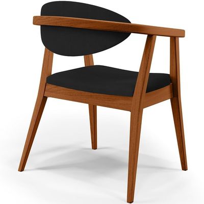 Kit 02 Poltronas Decorativas Para Sala De Estar Jantar Cecília B04 Suede Preto