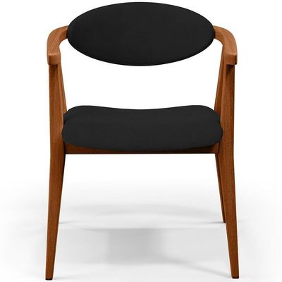 Kit 02 Poltronas Decorativas Para Sala De Estar Jantar Cecília B04 Suede Preto