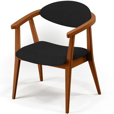 Kit 02 Poltronas Decorativas Para Sala De Estar Jantar Cecília B04 Suede Preto