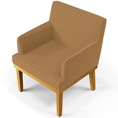 Kit 03 Poltronas Decorativa Para Sala De Estar E Recepção Beatriz W01 Bouclê Mostarda