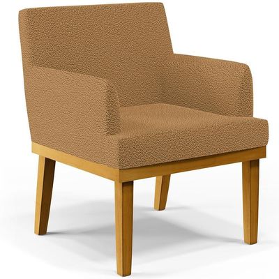 Kit 03 Poltronas Decorativa Para Sala De Estar E Recepção Beatriz W01 Bouclê Mostarda