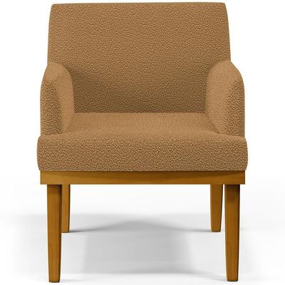 Kit 03 Poltronas Decorativa Para Sala De Estar E Recepção Beatriz W01 Bouclê Mostarda