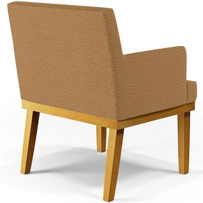 Kit 03 Poltronas Decorativa Para Sala De Estar E Recepção Beatriz W01 Bouclê Mostarda