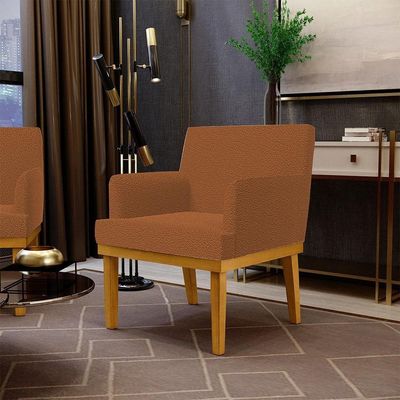 Kit 02 Poltronas Decorativa Para Sala De Estar E Recepção Beatriz W01 Bouclê Terracota