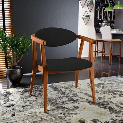 Kit 02 Poltronas Decorativas Para Sala De Estar Jantar Cecília B04 Suede Preto