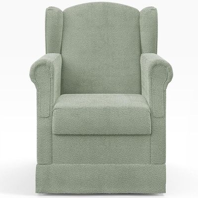 Poltrona De Amamentação Com Balanço E Puff Elisa P02 Bouclê Oliva - Lyam Decor