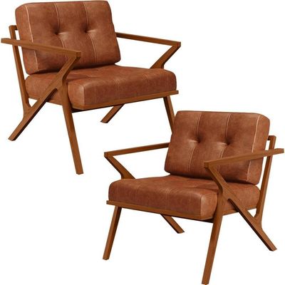 Kit 02 Poltronas Com Cintas De Corano Laís Couríssimo Camel