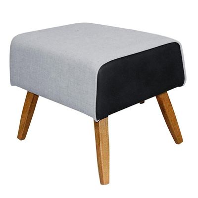 Kit Poltrona Com Puff Linho Cinza D-315 Corano Preto
