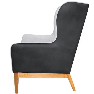 Kit Poltrona Com Puff Linho Cinza D-315 Corano Preto
